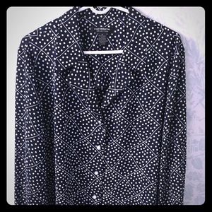 Liz Claiborne Navy print blouse
